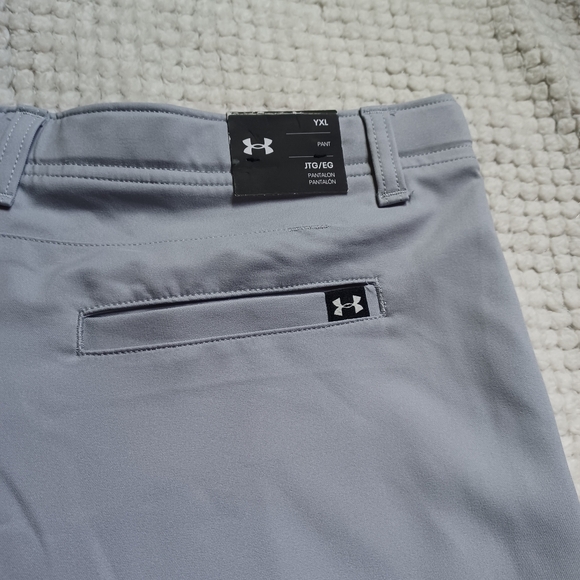 NWT UnderArmour Boys Youth UA gray YXL elastic waist golf pants moisture wick - Picture 7 of 9